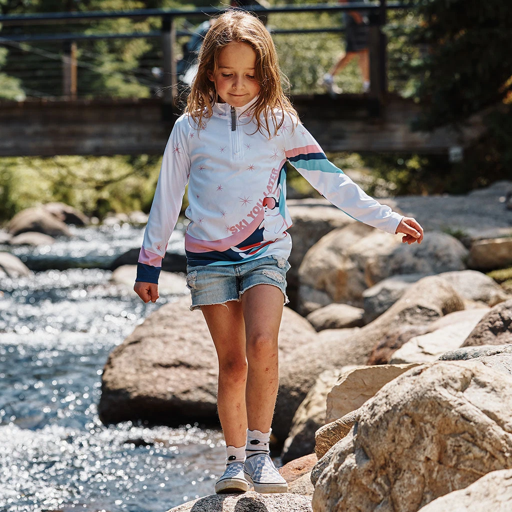 Spyder Little Girls Reflect Half Zip - White 1 Spyder Little Girls Reflect Half Zip - White