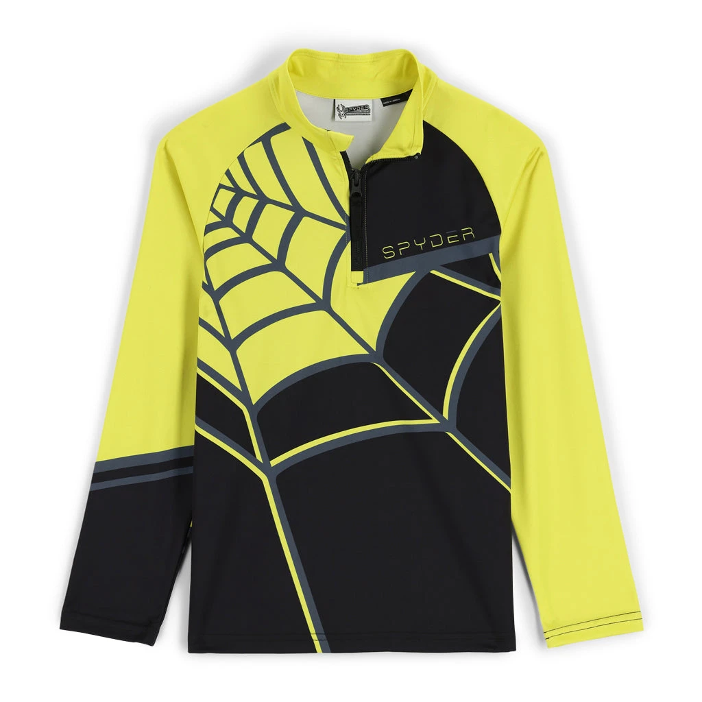 Spyder Big Boys Web Half Zip - Black Citron 1 Spyder Big Boys Web Half Zip - Black Citron