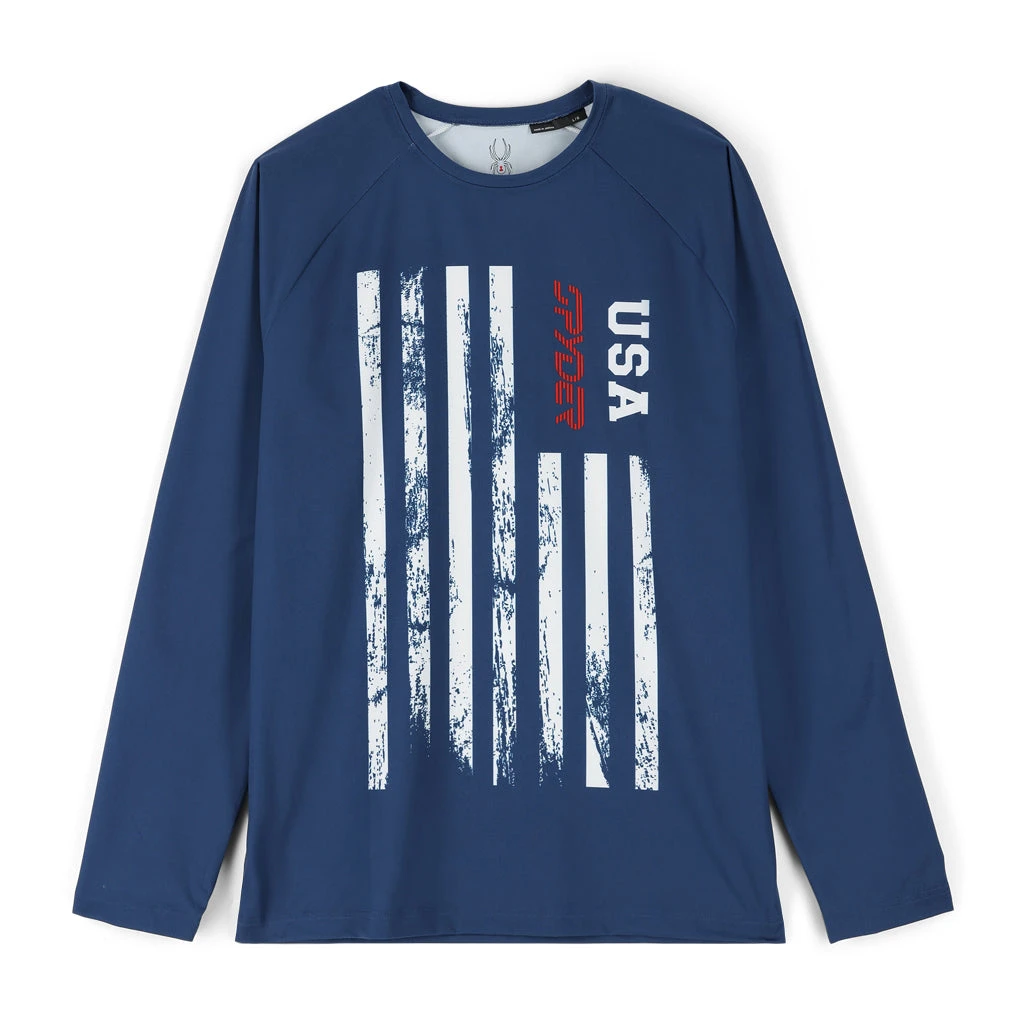 Spyder Mens Pump Long Sleeve Crew Neck - Usa Abyss 1 Spyder Mens Pump Long Sleeve Crew Neck - Usa Abyss