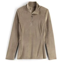 Spyder Shimmer Bug Zip T-Neck Top Women's -Spyder 93225 CASHMERE m