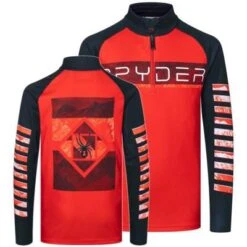 Spyder Peak Zip T-Neck Top Boys' 5 Spyder Peak Zip T-Neck Top Boys' -Spyder 93262 VOLCANO m