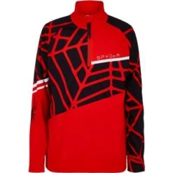 Spyder Hideout Zip T-Neck Top Boys' 5 Spyder Hideout Zip T-Neck Top Boys' -Spyder 98110 VOLCANO m