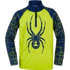 Spyder Mini Maze Zip T-Neck Top Boys' 5 Spyder Mini Maze Zip T-Neck Top Boys' -Spyder 98111 SHARP LIME m
